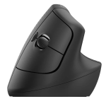 Logitech Lift Vertical Ergonomic Mouse - Mouse verticale - ergonomico - per mancini - ottica - 6 pulsanti - senza fili - Bluetooth, 2.4 GHz - ricevitore USB Logitech Logi Bolt - grafite